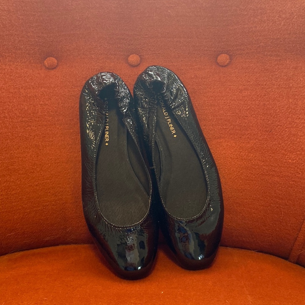 Donald J. Pliner Black Patent Leather Ballet Flats